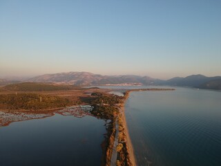 Aerial View Of Famous Tourist Destination Drepanos Tropical Beach In Igoumenitsa, Epirus, Greece 