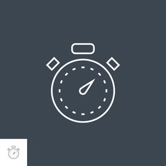 Stopwatch Related Vector Thin Line Icon. Isolated on Black Background. Editable Stroke. Vector Illustration.