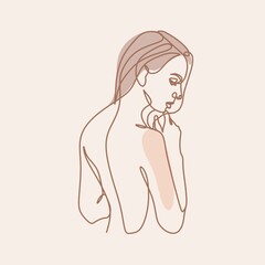 Nude Minimal Line Drawing