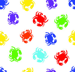 Abstract Hand Drawing Colorful Crabs Repeating Pattern Isolated Background