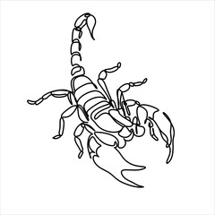 Zodiac sign Scorpio. One line. Vector illustration in the style of minimalism. Continuous line.The symbol of the astrological horoscope. Hand-drawn illustration.