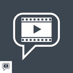 Video Marketing Related Vector Glyph Icon. Isolated on Black Background. Vector Illustration.