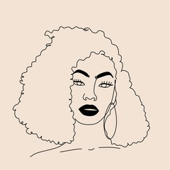 Continuous line, drawing of set faces and hairstyle, fashion concept, woman beauty minimalist, vector illustration for t-shirt, slogan design print graphics style