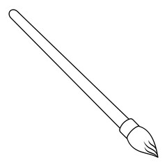 Brush for painting with paints. Sketch. Artistic coloring tool. Vector illustration. Coloring book for children. A brush with stiff bristles. Device for creativity. Outline on isolated background.