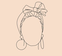 Continuous line, drawing of set faces and hairstyle, fashion concept, woman beauty minimalist, vector illustration for t-shirt, slogan design print graphics style