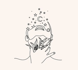 Woman with stars and crystals line