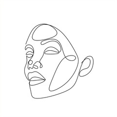 Abstract portrait of young pretty woman. Continuous one line drawing isolated on white. Vector illustration in simple modern style.