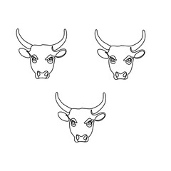 Vector line set of domestic, farm and wild animals. Modern outline icons cat, dog, cow, pig, fox, rabbit, horse, sheep and chicken.