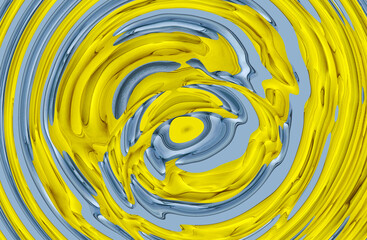 Abstract yellow and blue fluid texture background. Color gradient. Modern design backdrop. Trendy Art flyer. Inkscapes. Luxury poster with waves. Swirling paint effect. Mixing illustration. Marble