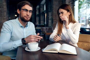 work colleagues cafe rest communication work office