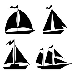 Set of yacht icons. Design element for logo, label, sign, poster. Vector illustration