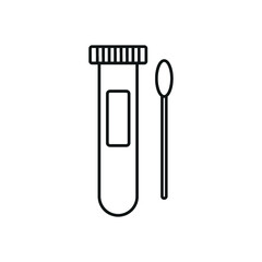 test tube with swab line style icon design of Medical care health and emergency theme