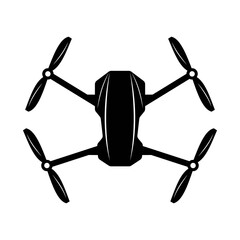 Vector filled black quadcopter icon. Quadcopter symbol on isolated background. Quadcopter logo.