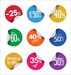 Sale stickers and tags colorful collection 