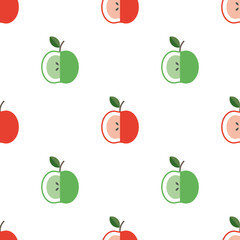 Apple background. Vector illustration. Textile red and green fruits pattern.