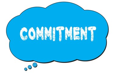 COMMITMENT text written on a blue thought bubble.
