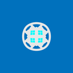 Window flat icon. Simple style Building company poster design background symbol. Build interior architecture sign. Logo design element. T-shirt printing. Vector for sticker.