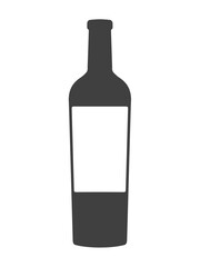 Vintage wine bottle with white label isolated. Ready for place an ad. Vector illustration.