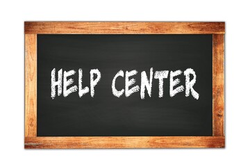 Fototapeta premium HELP CENTER text written on wooden frame school blackboard.