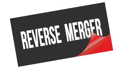 REVERSE  MERGER text on black red sticker stamp.