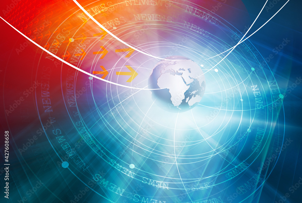 Poster 3d rendering of futuristic background of global news with internet connection