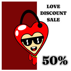 The cartoon character illustration of a love sale mascot discount sale character is perfect for advertising