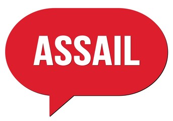 ASSAIL text written in a red speech bubble