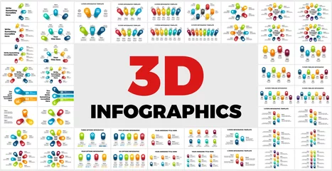 Fotobehang 3D Vector Perspective Infographics. 52 presentation slide templates. Diagrams, charts, timelines elements. Huge Bundle.  © theseamuss