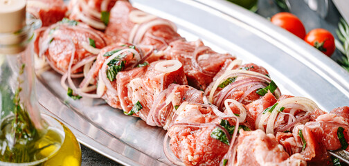 shish kebab and vegetables grilled