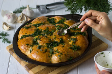 The process of making garlic buns - step 5