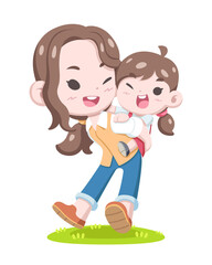 World Mother Day, cute style mother and child cartoon illustration
