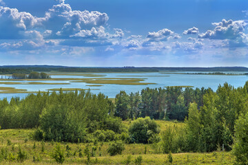Fototapeta na wymiar Landscape with lake Strusta, Belarus
