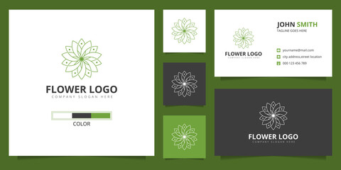 nature logo, flower beauty logo concept with business card design inspiration template.