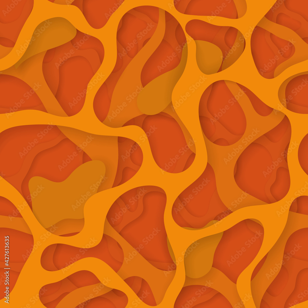 Leinwandbilder Abstract yellow paper cut background with simple shapes. Modern vector illustration for concept design. Realistic 3d layered smooth bending objects.