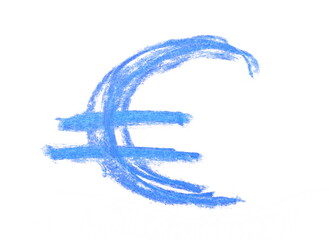 European Euro currency symbol, chalk sign hatching isolated on white background