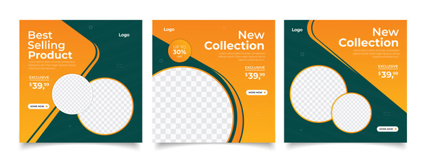 Set of Editable minimal square banner template.