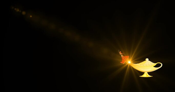 oriental girl and golden lamp