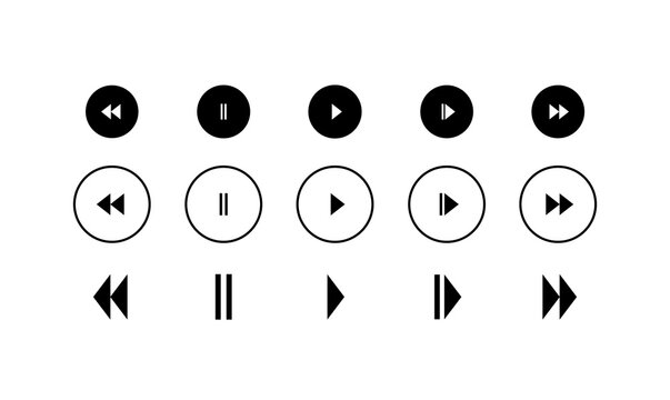 Media Player Icons set. Play, pause, forward and backward symbols. Vector illustration