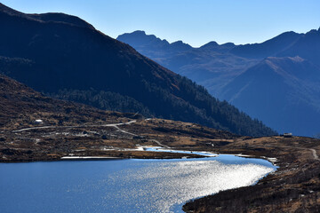 Picturesque view of blue lake