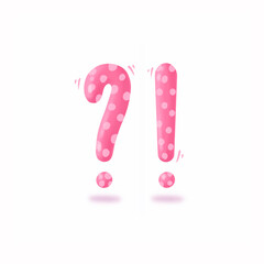 Pink question and exclamation point illustration. Funny colorful symbol