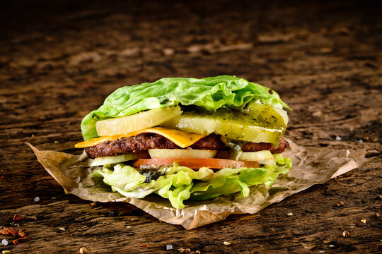 Protein Burger Wrapped In Lettuce