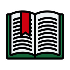 Icon Of Open Book With Bookmark