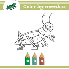 Color by numbers. Coloring page for preschool children. Learn numbers for kindergartens and schools. Educational game. Vector illustration 
