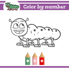Color by numbers. Coloring page for preschool children. Learn numbers for kindergartens and schools. Educational game. Vector illustration 