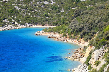 Obraz premium Beautiful blue Adriatic sea on island Rab, Croatia
