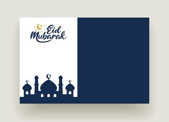 eid mubarak vector graphic. a silhouette of a mosque for islamic holiday greeting card template.
