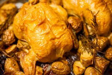 Roast chicken with potatoes