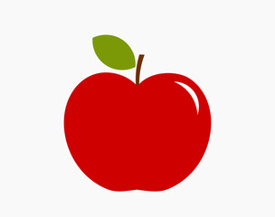 Red apple icon. Flat design apple fruit symbol. Vector illustraiton.