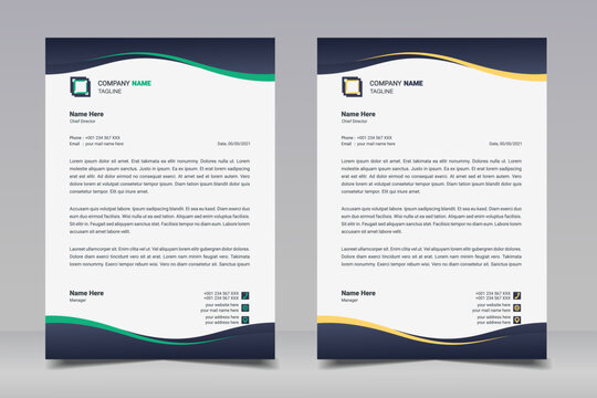 Letterhead design template. Creative, clean and elegant modern business professional letterhead template design. Wave. Illustration vector