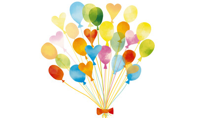 水彩風　カラフルバルーンの花束 Watercolor Balloon Series:Colorful Balloon Bouquet